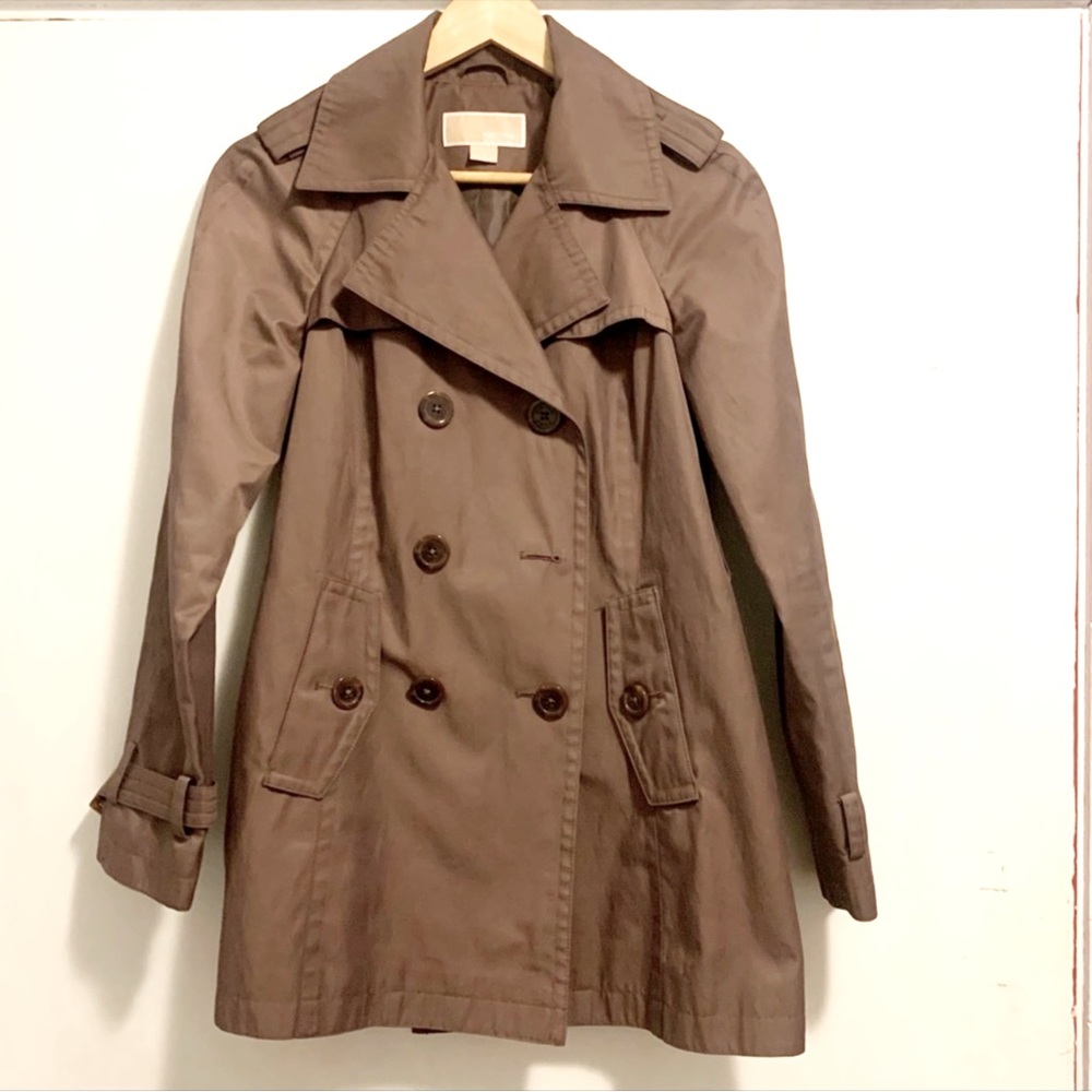 Michael Kors Classy Short Brown Trench Coat  Sz. XS